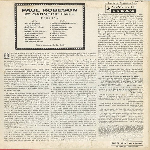 At Carnegie Hall Paul Robeson