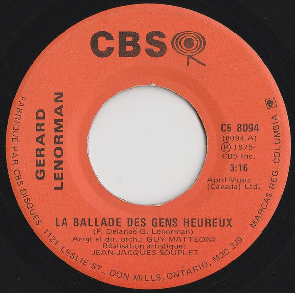 Gerard Lenorman* - La Ballade Des Gens Heureux
