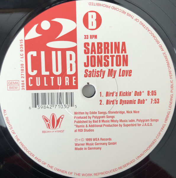 Satisfy My Love (Superbird Mixes) Sabrina Johnston