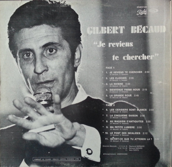 Je Reviens Te Chercher Gilbert Bécaud