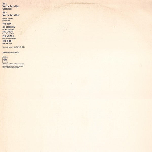 When Your Heart Is Weak (Special Advance Radio Sampler) Cock Robin