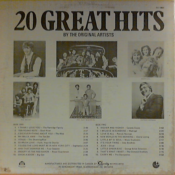 20 Great Hits By The Original Artists Various