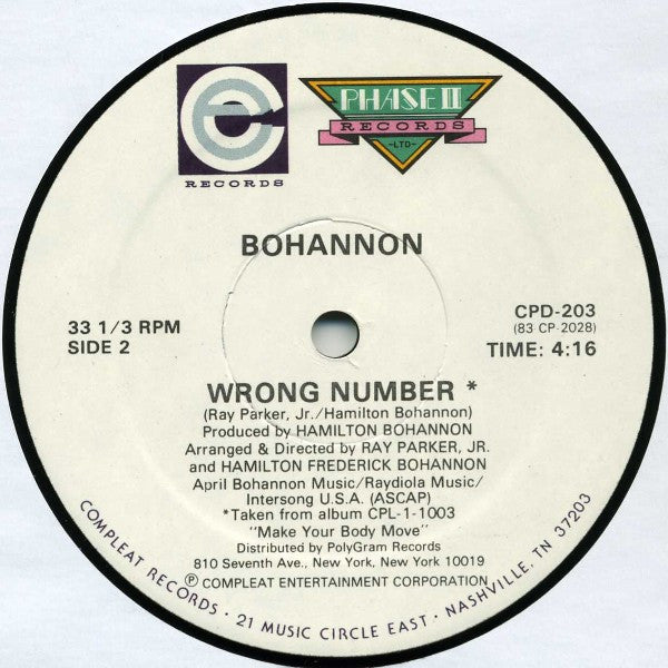 Don't Leave Me / Wrong Number Hamilton Bohannon