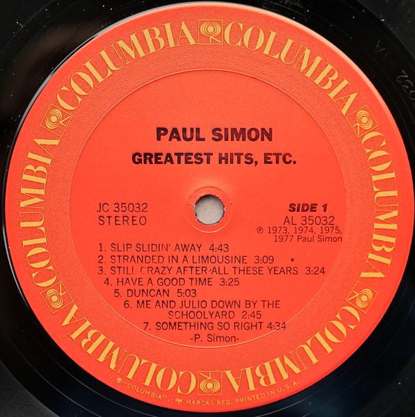 Greatest Hits, Etc. Paul Simon