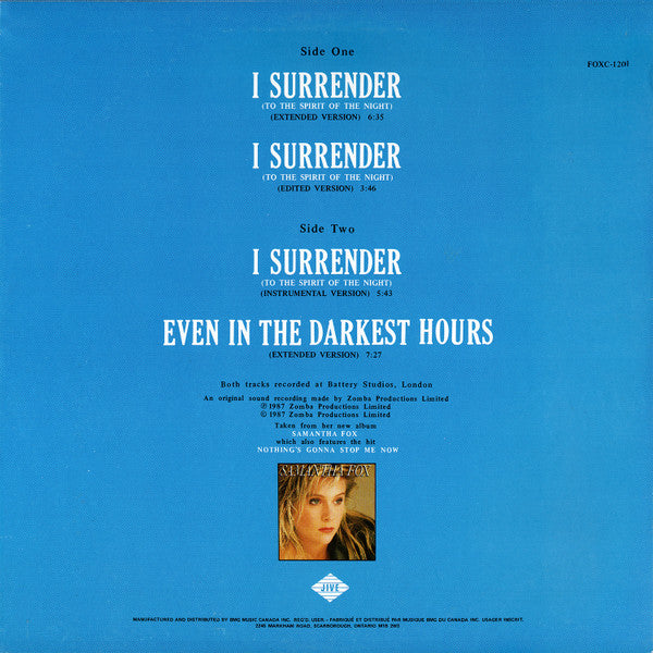 I Surrender (To The Spirit Of The Night) Samantha Fox