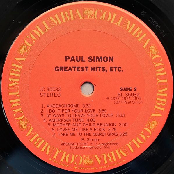 Greatest Hits, Etc. Paul Simon