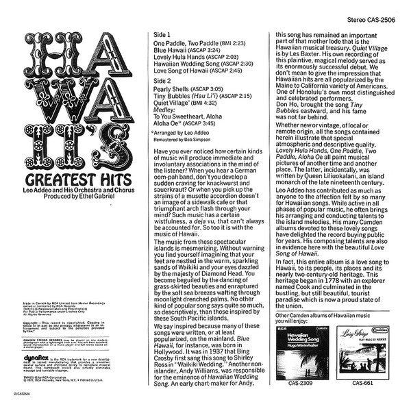 Hawaii's Greatest Hits Leo Addeo And His Orchestra