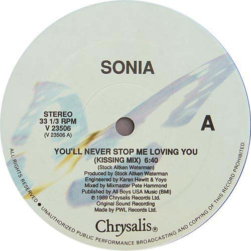 You'll Never Stop Me Loving You Sonia
