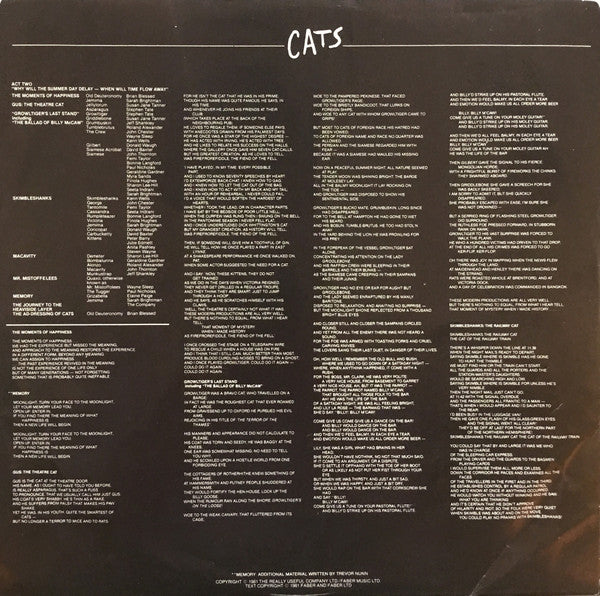 Cats: Original London Cast Album Andrew Lloyd Webber