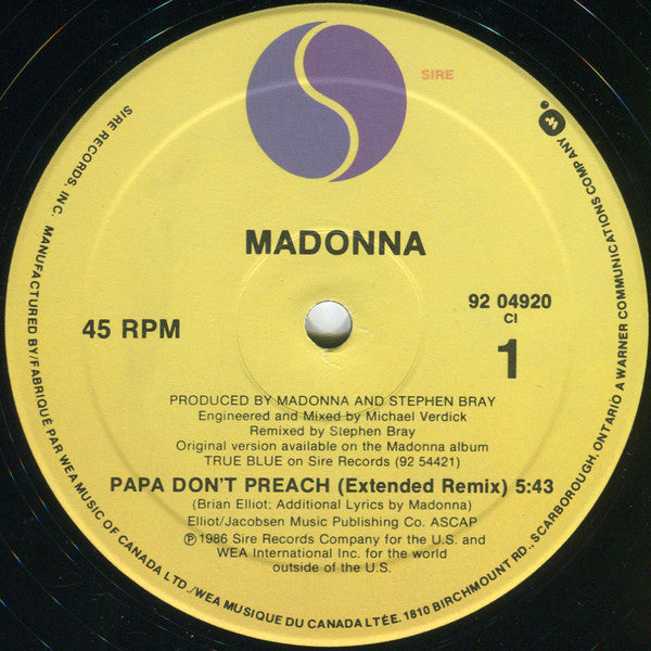 Papa Don't Preach Madonna