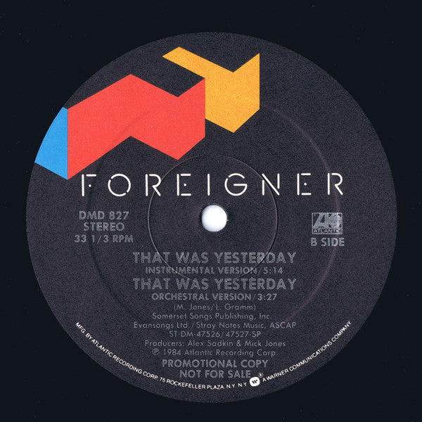 That Was Yesterday Foreigner