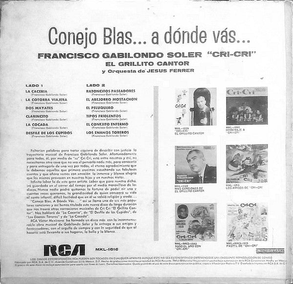 Conejo Blas...A Donde Vas...? Francisco Gabilondo Soler,Orquesta De Chucho Ferrer