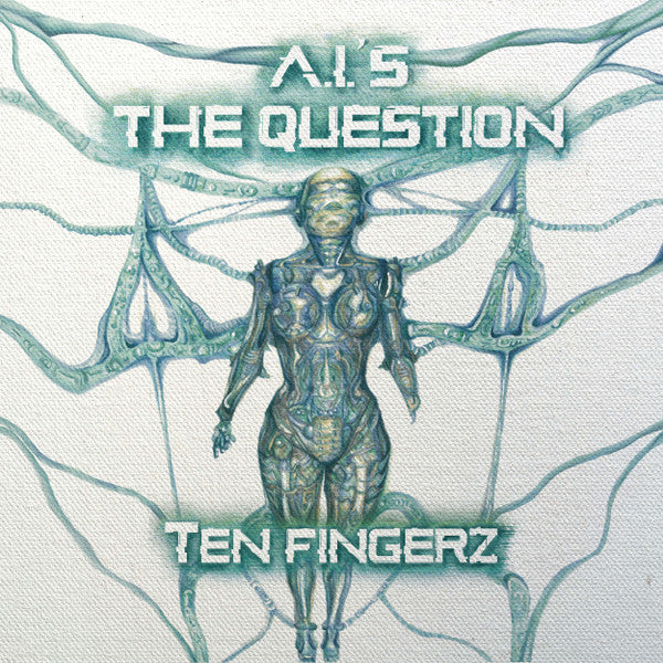 Rectangle Triangle's A.I.'s The Question artwork on a JPEG image showcasing modern digital design elements.