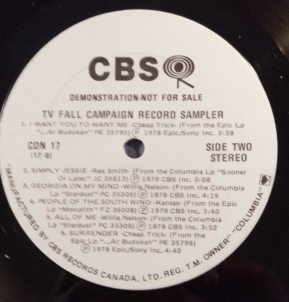 CBS Records Canada 25th Anniversary • TV Fall Campaign Record Sampler Various