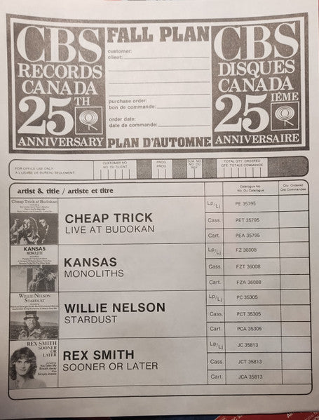 CBS Records Canada 25th Anniversary • TV Fall Campaign Record Sampler Various