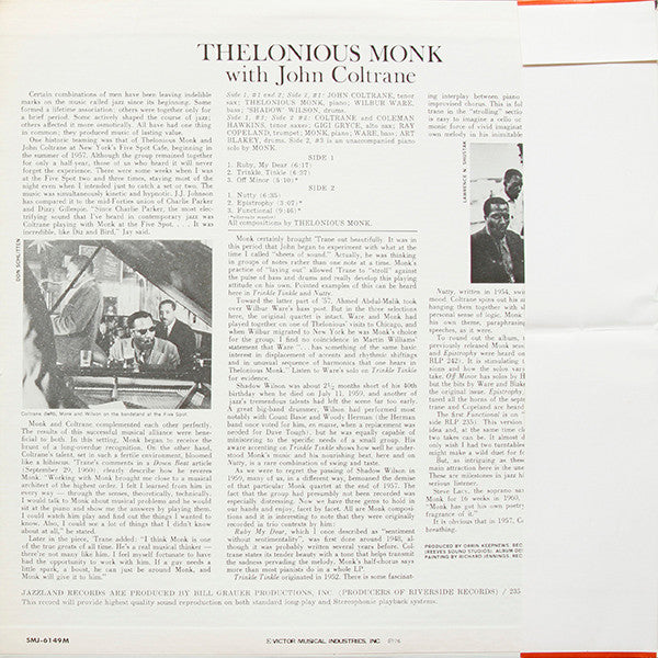 Thelonious Monk With John Coltrane Thelonious Monk,John Coltrane