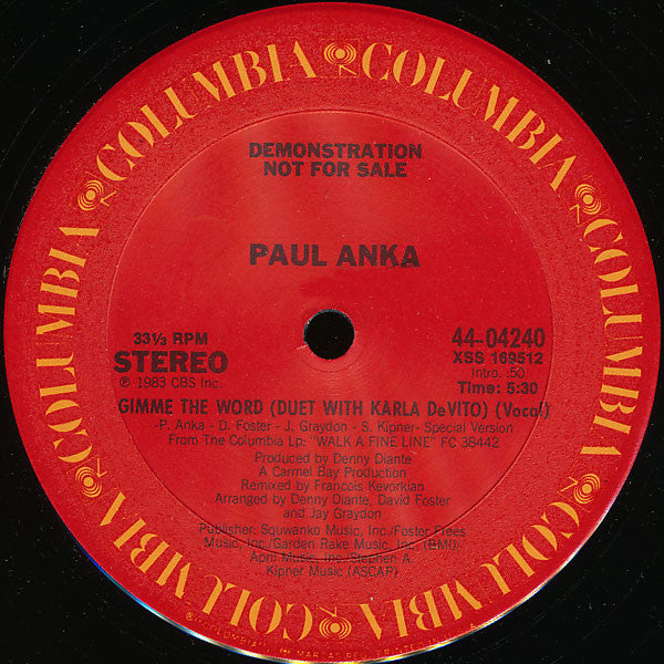 Gimme The Word Paul Anka