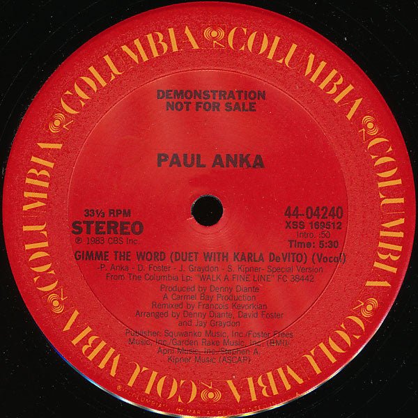 Gimme The Word Paul Anka
