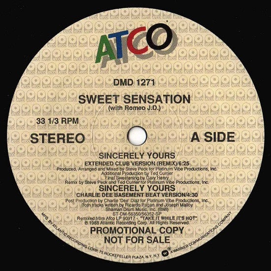 Sincerely Yours Sweet Sensation,Romeo J.D.