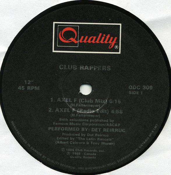 Axel F / Like Eddie Did Det Reirruc,Club's Rappers