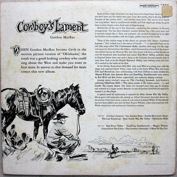 Cowboy's Lament Gordon Macrae