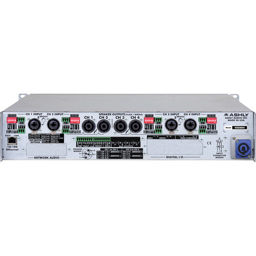 Ashly nXe Series NXE8004 4-Channel 800W Power Amplifier with Programmable Outputs & Ethernet Control