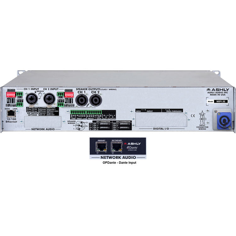 Ashly NXP1.52D 2-Channel Multi-Mode Network Power Amplifier with Protea DSP Software Suite & Dante Digital Int.