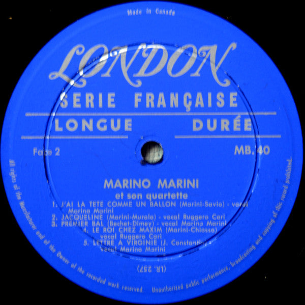 Marino Marini Et Son Quartette Marino Marini Ed Il Suo Quartetto