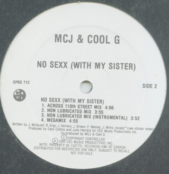 No Sexx (With My Sister) MCJ & Cool G
