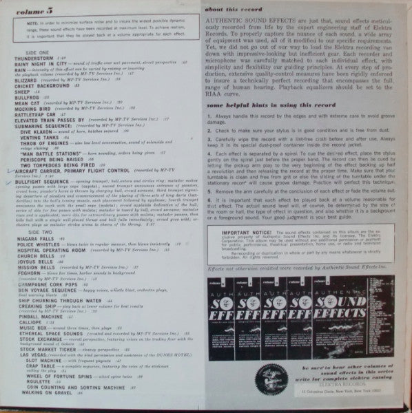 Authentic Sound Effects Volume 5 Jac Holzman