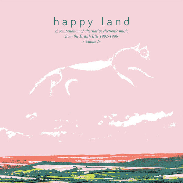 Cover image of "Happy Land" compilation album by Rectangle Triangle, featuring alternative electronic music from the British Isles 1992-1996.