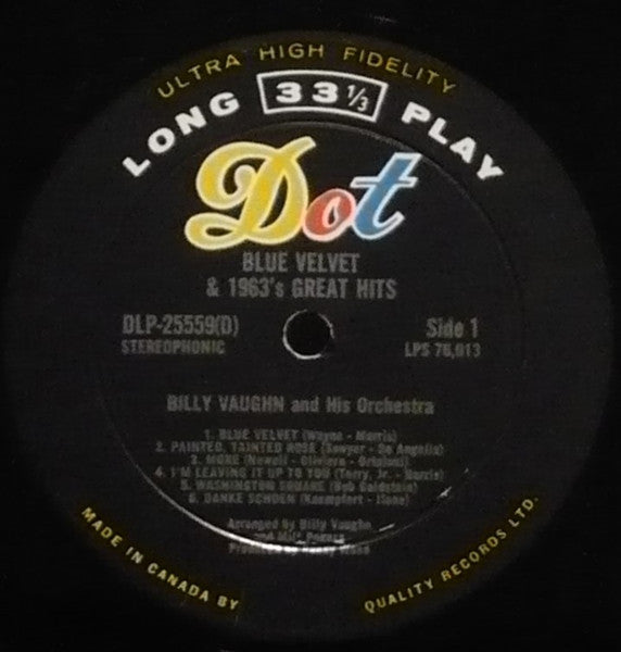 Blue Velvet & 1963's Great Hits Billy Vaughn