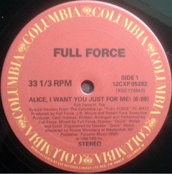 Alice, I Want You Just For Me Full Force