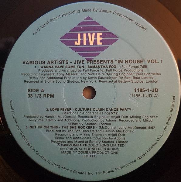 Jive Presents "In House" Volume 1 (Full Length Extended Remixes) Various