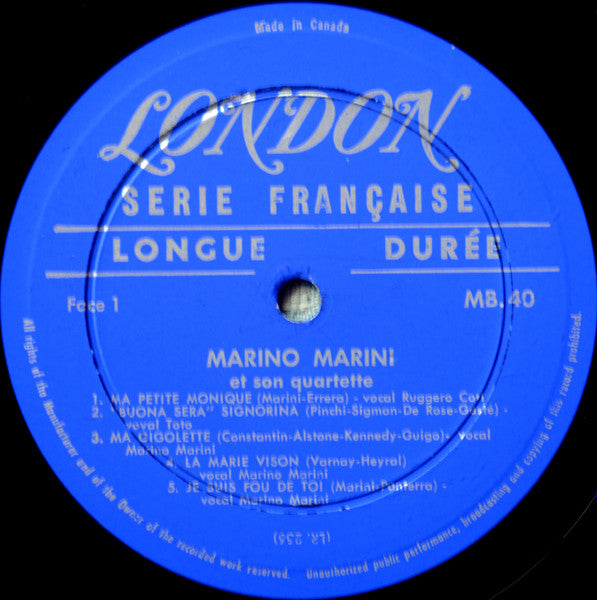Marino Marini Et Son Quartette Marino Marini Ed Il Suo Quartetto