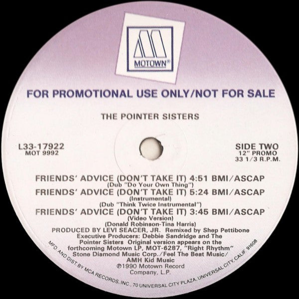 Friends' Advice (Don't Take It) Pointer Sisters