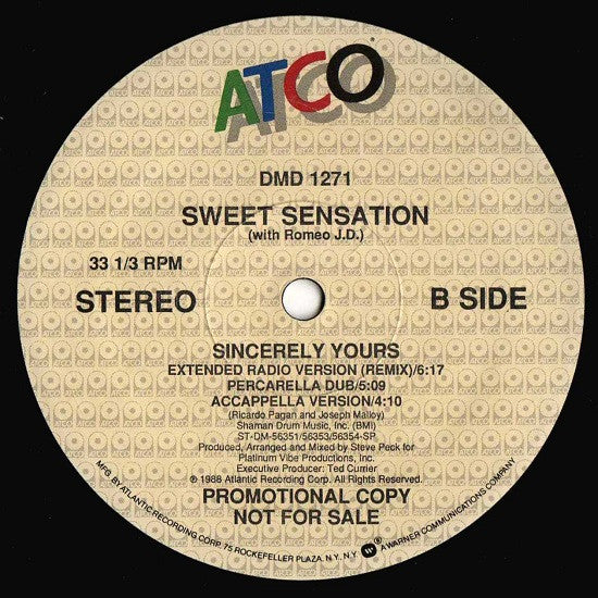 Sincerely Yours Sweet Sensation,Romeo J.D.