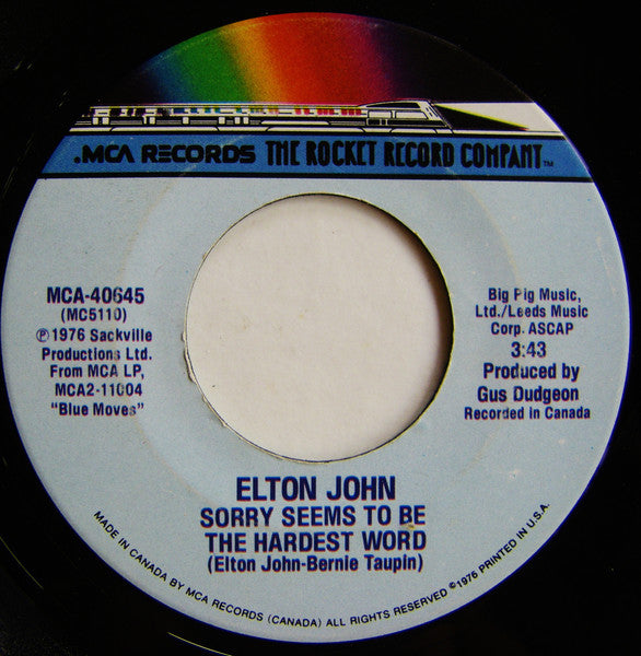 Elton John - Sorry Seems To Be The Hardest Word