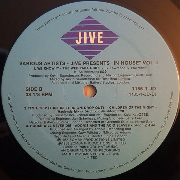 Jive Presents "In House" Volume 1 (Full Length Extended Remixes) Various