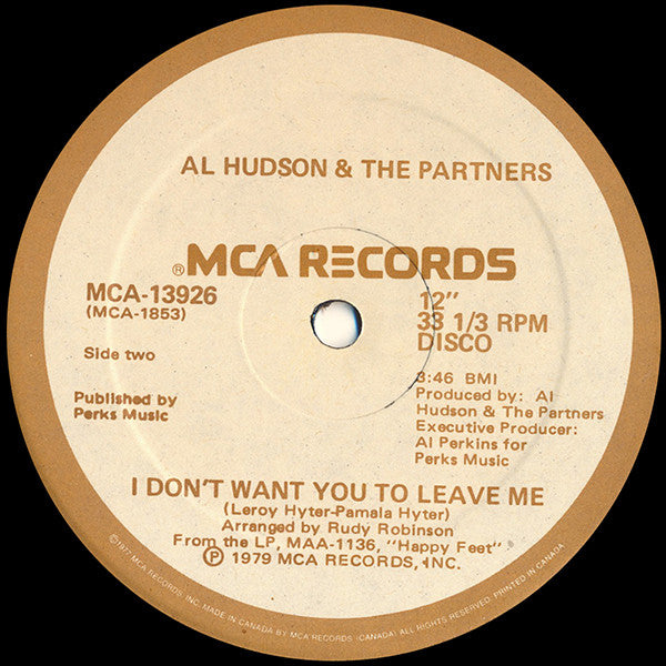 You Can Do It / I Don't Want You To Leave Al Hudson & The Partners