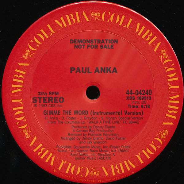 Gimme The Word Paul Anka