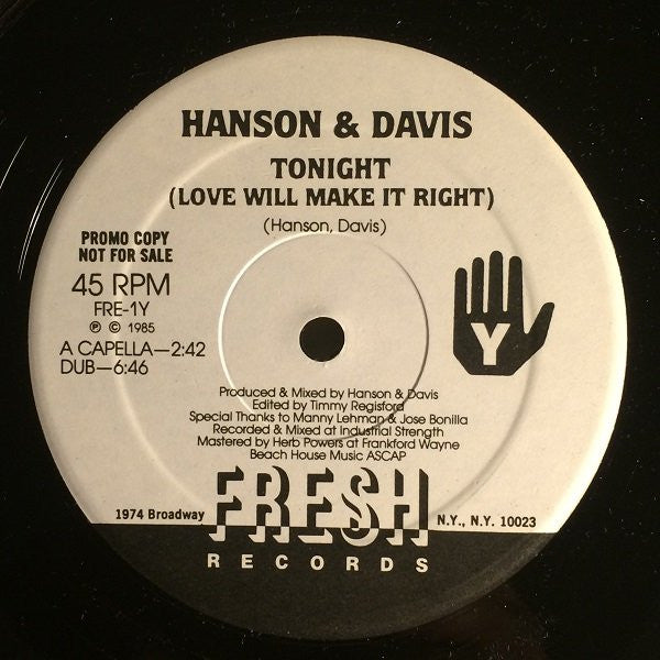 Tonight (Love Will Make It Right) Hanson & Davis