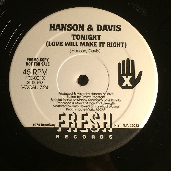 Tonight (Love Will Make It Right) Hanson & Davis