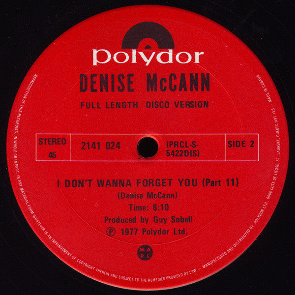 I Don't Wanna Forget You Denise McCann