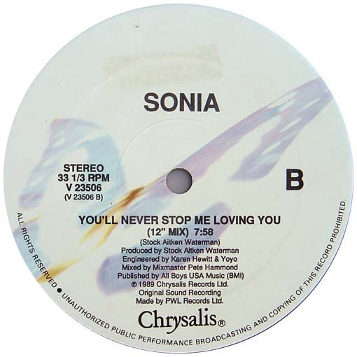 You'll Never Stop Me Loving You Sonia