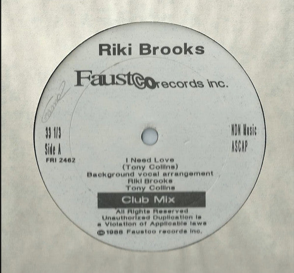 I Need Love Riki Brooks