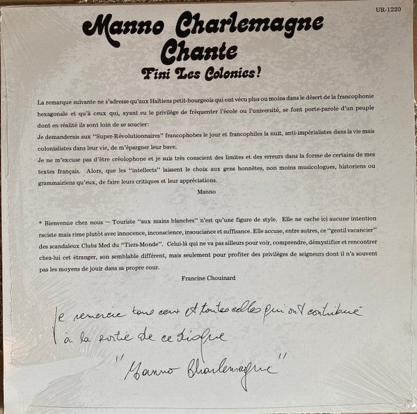 Fini Les Colonies ! Manno Charlemagne