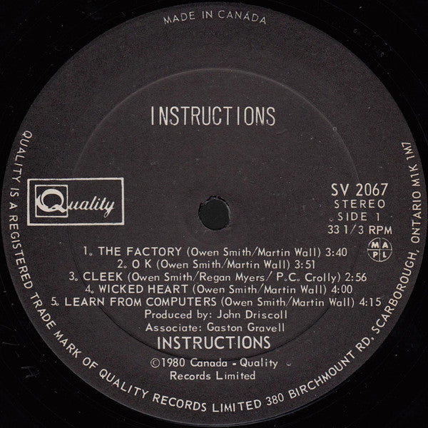 Instructions Instructions