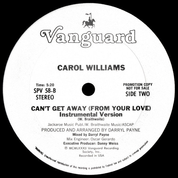 Can't Get Away (From Your Love) Carol Williams