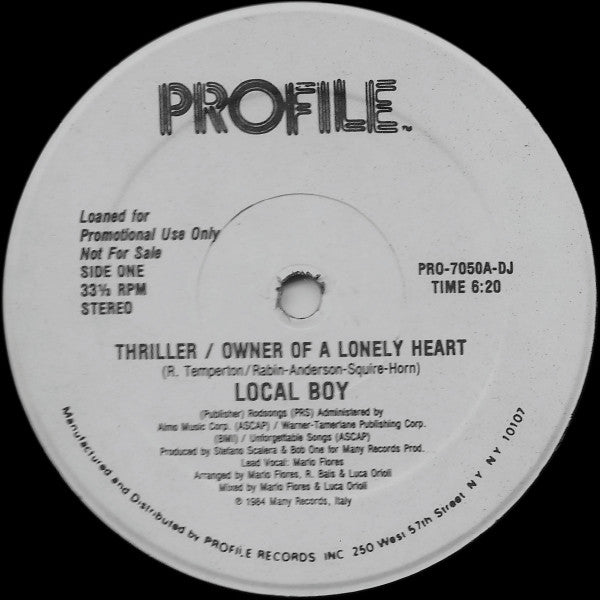 Thriller / Owner Of A Lonely Heart Local Boy